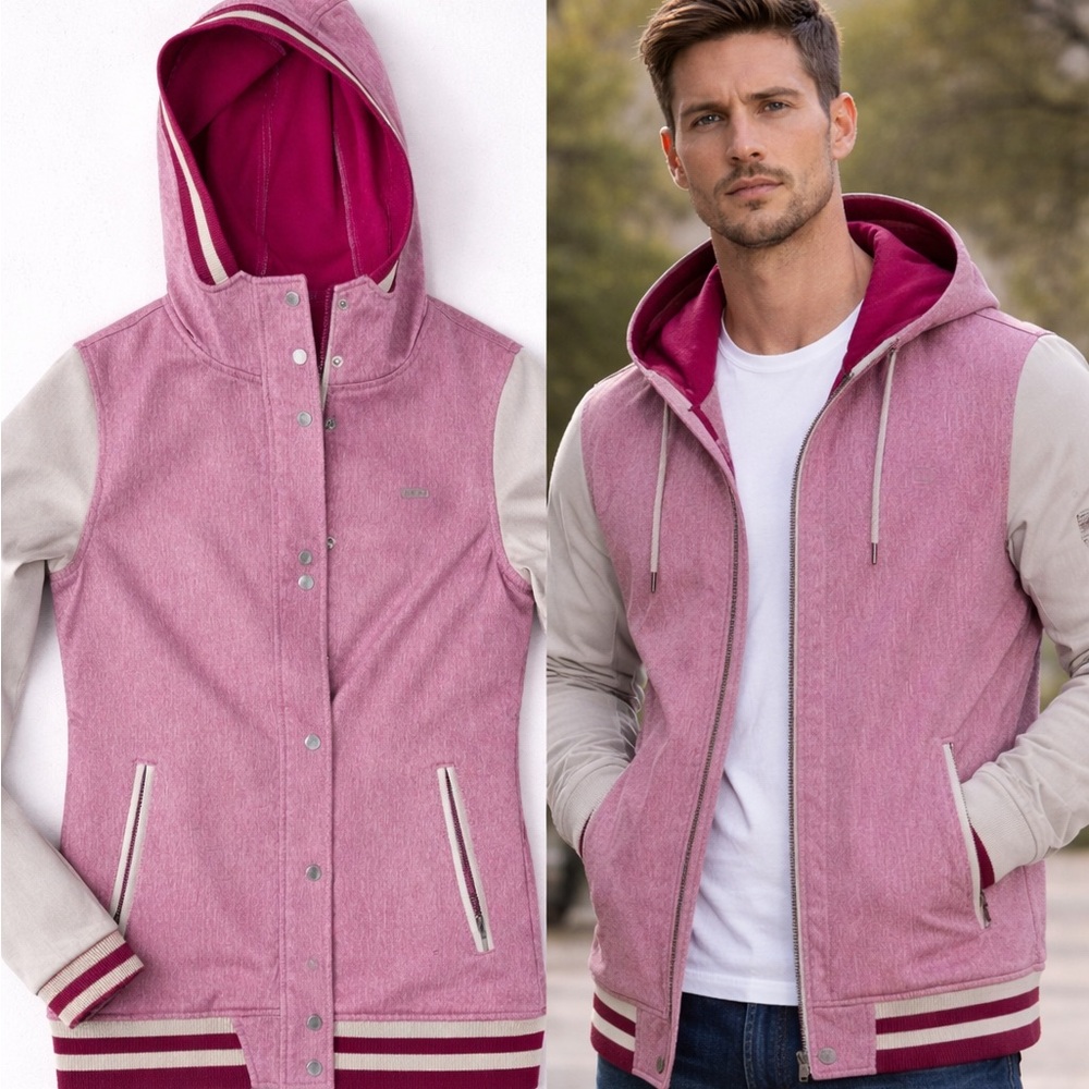Empyre Stylish red and Beige Hooded VarsityJacket
